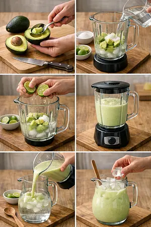 Agua de Aguacate y Limón - guia visual del proceso