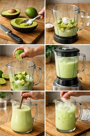 Agua de Aguacate y Limón estilo Michoacán - guia visual del proceso