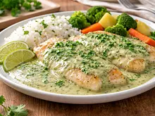 Pescado Blanco en Salsa Cremosa de Cilantro