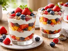 Parfait Refrescante de Yogur Griego y Frutas de Temporada