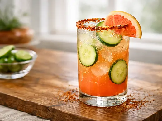 Paloma verde de mezcal con pepino y toronja