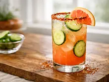 Paloma verde de mezcal con pepino y toronja