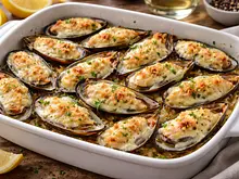 Mejillones gratinados con bechamel