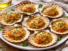 Vieiras a la Gallega con Salsa Marinera Tradicional