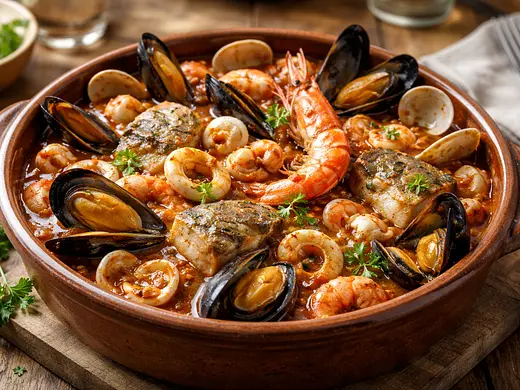 Zarzuela de pescados y mariscos