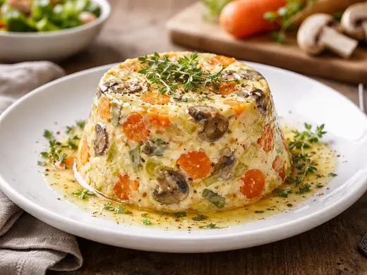 Flan Salado de Verduras con Zanahoria y Champiñones