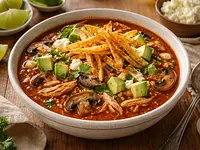 Sopa de Tortilla Cremosa con Hongos y Chipotle