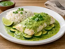 Pescado al Vapor en Salsa Esmeralda