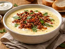 Crema Cremosa de Papa con Chorizo y Epazote