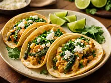 Tacos cremositos de pollo con rajas, elote y chipotle