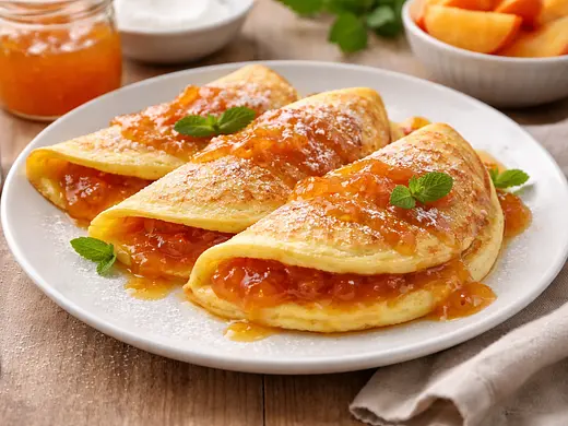 Omelette con mermelada