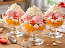 Helado de Durazno Cremoso con Merengue y Chantilly