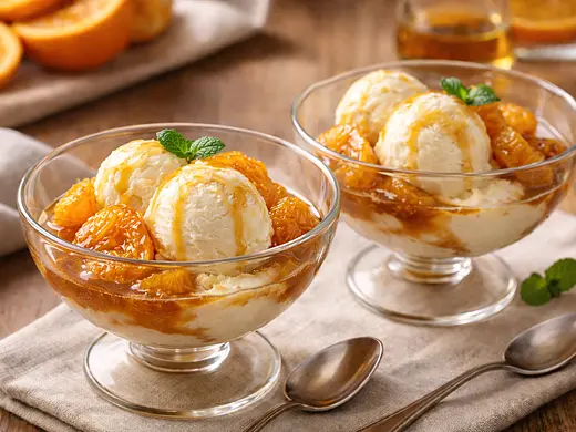 Helado de naranjas flameadas