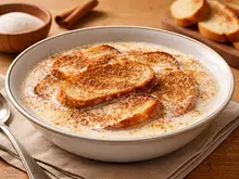Sopa de Leche Tradicional con Canela y Pan Tostado