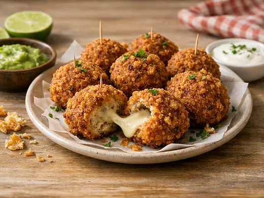 Bombas de Pollo con Queso y Costra de Chicharrón